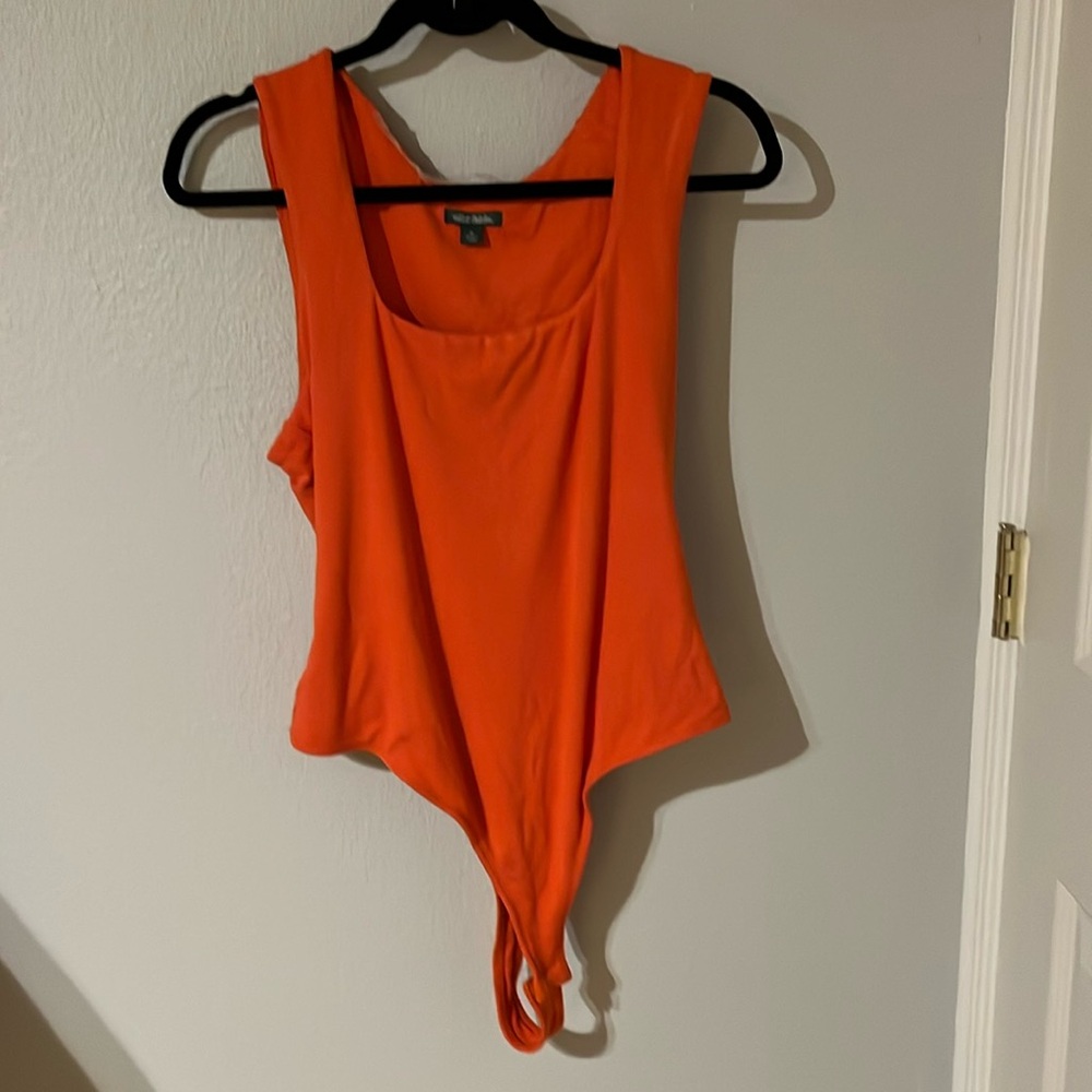 Ribbed square neck bodysuit